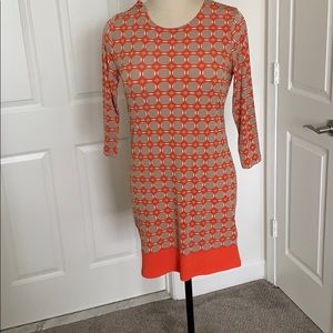 Orange and beige mini dress